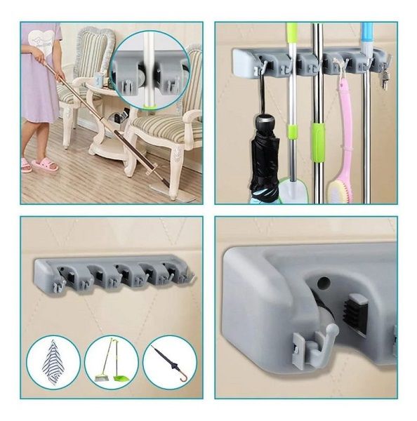 Suporte Multiuso Organizador Porta Vassoura Rodo Cozinha - Imagem 4